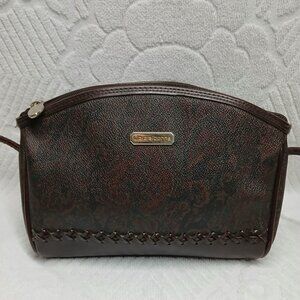 Vintage Liz Claiborne Small Crossbody Bag in Brown Paisley Print -- EUC